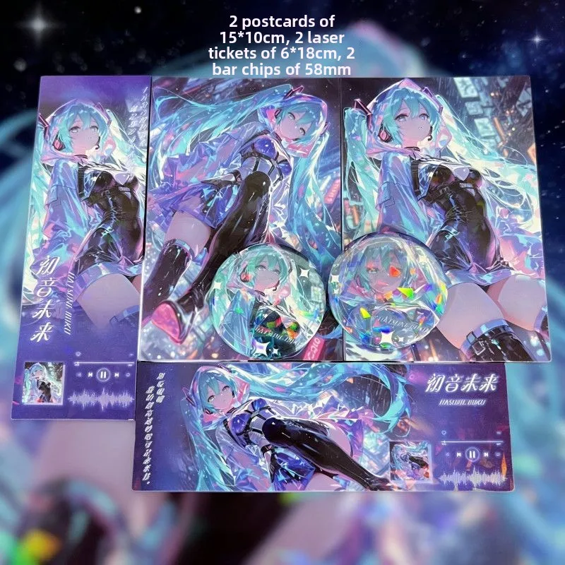 Badge commémoratif Hatsune Miku Crash Anime 2D en étain, double flash, avec carte couleur, pour collection, cadeau ou ornement