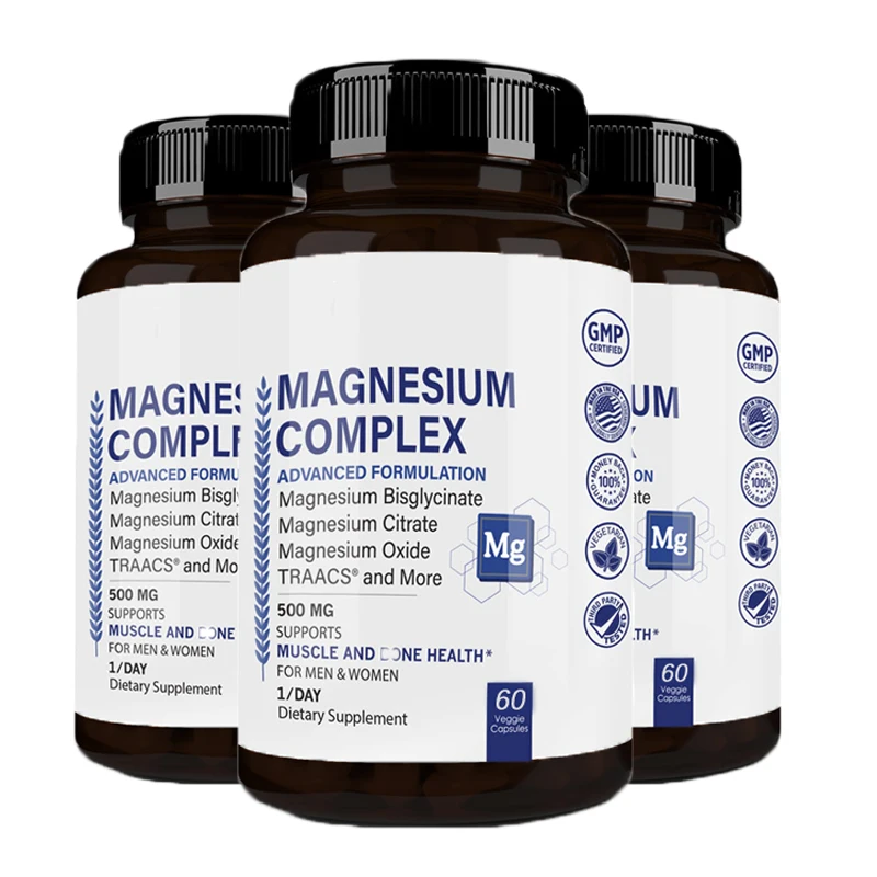 Magnesium 60 capsules for exercise, fitness, sleep regulation,blood pressure maintenance,strong muscle and bone health,digestion