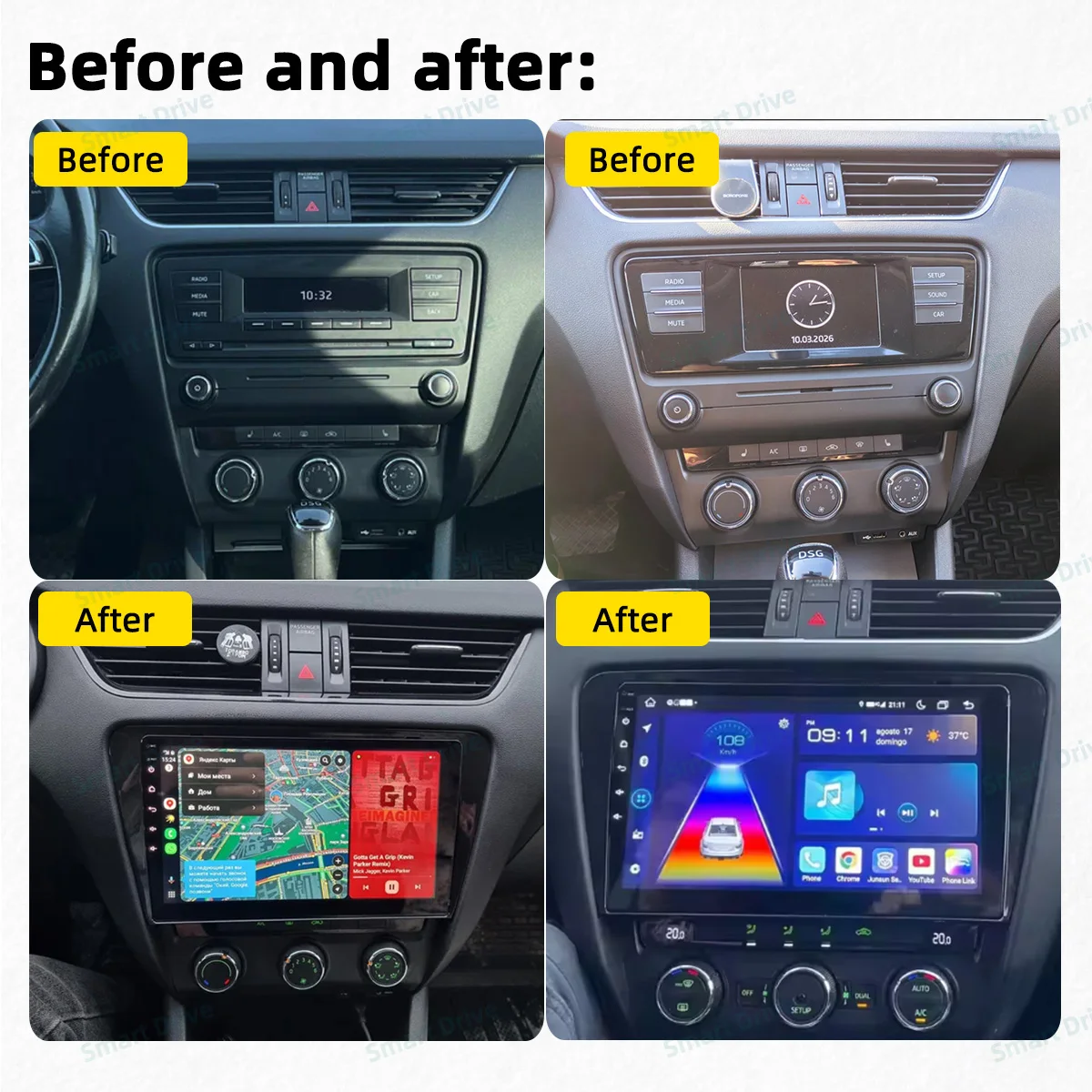 Car Multimedia Player For Skoda Octavia 3 A7 2013 - 2018 Car Radio Android Carplay Auto GPS Navigation Head Unit Stereo 2 Din 4G