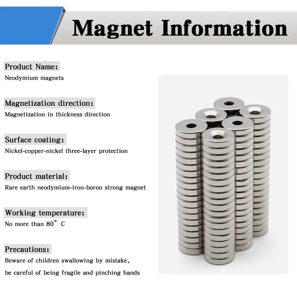 12x3-3mm Super Powerful Round With Holes Magnet Neodymium Magnet NdfeB N35 Strong Permanent Magnetic imanes Refrigerator Magnet