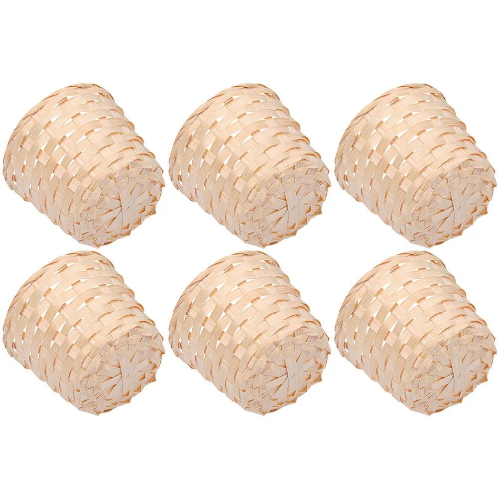 

6pcs Bamboo Storage Basket Beige Large Space Household ganizer Terrace Garden Balcony Bedroom Corridor Flower Container