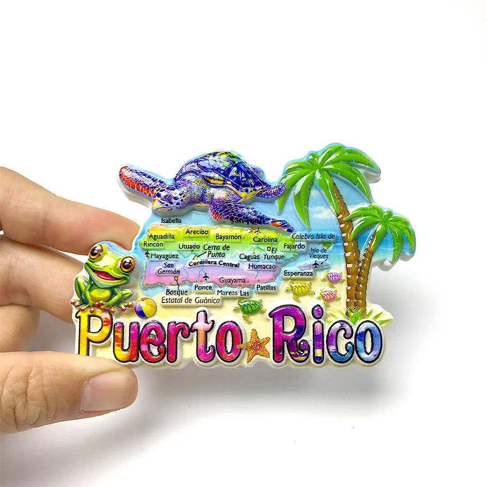 

‌PUERTO RICO Resin Fridge Magnet - Colorful Scenery Pattern Refrigerator Magnet - Magnetic Decoration‌
