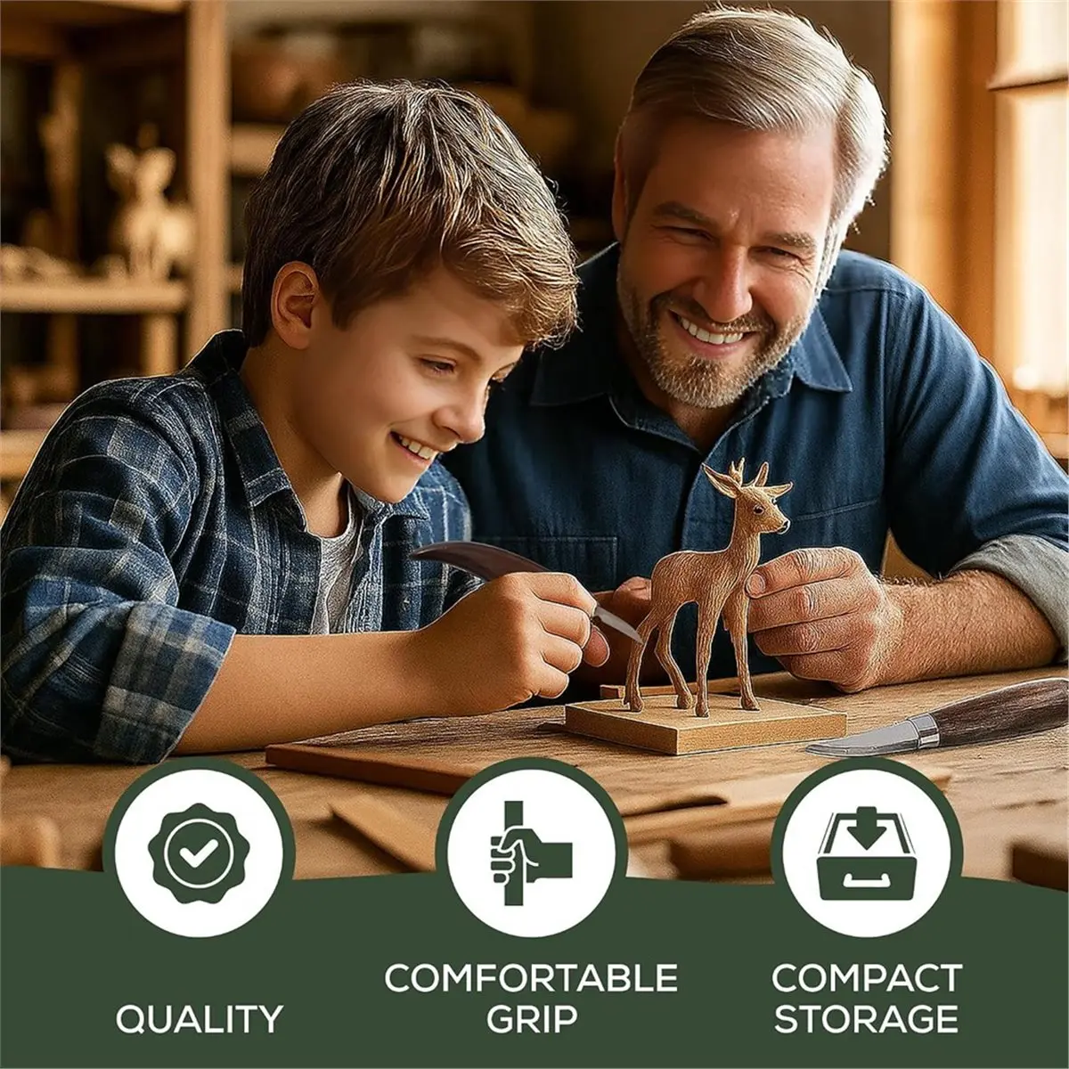 23-Piece Wood Carving Set - Professional Whittling, Spoon, Detail, Gouge, and Trim Tools for Woodworking & Crafting