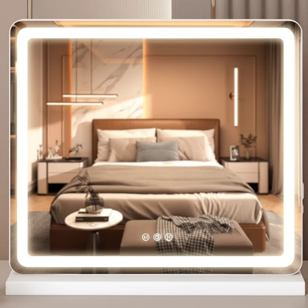 기숙사용 LED 조명 화장 거울 19x22, 일상적인 편안함을 위해 트윈 XL 2인치 젤 메모리폼 토퍼와 함께 제공