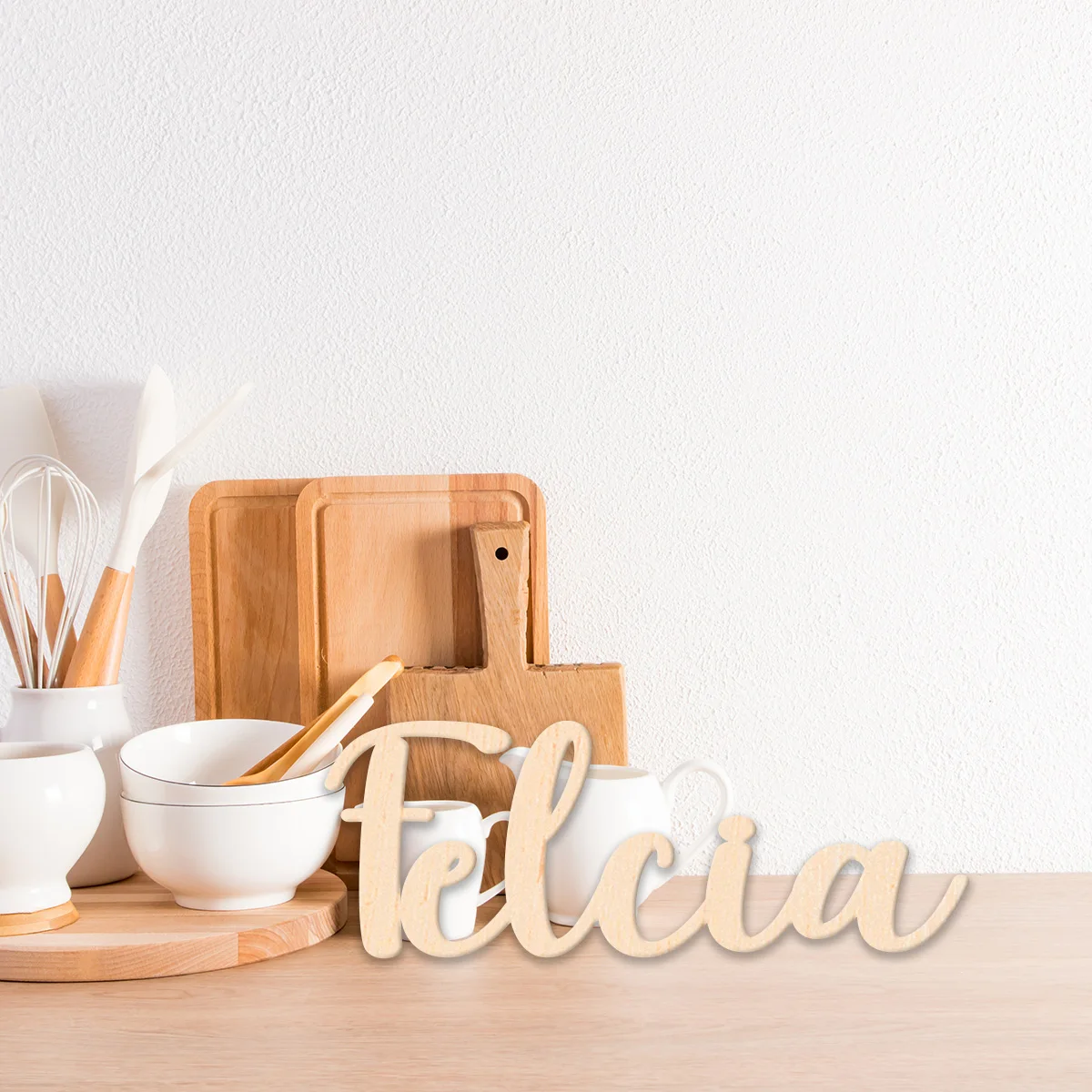 Modern minimalist custom solid wood name tag Semi finished DIY wooden letter name tags, self colored graffiti, parent-child han