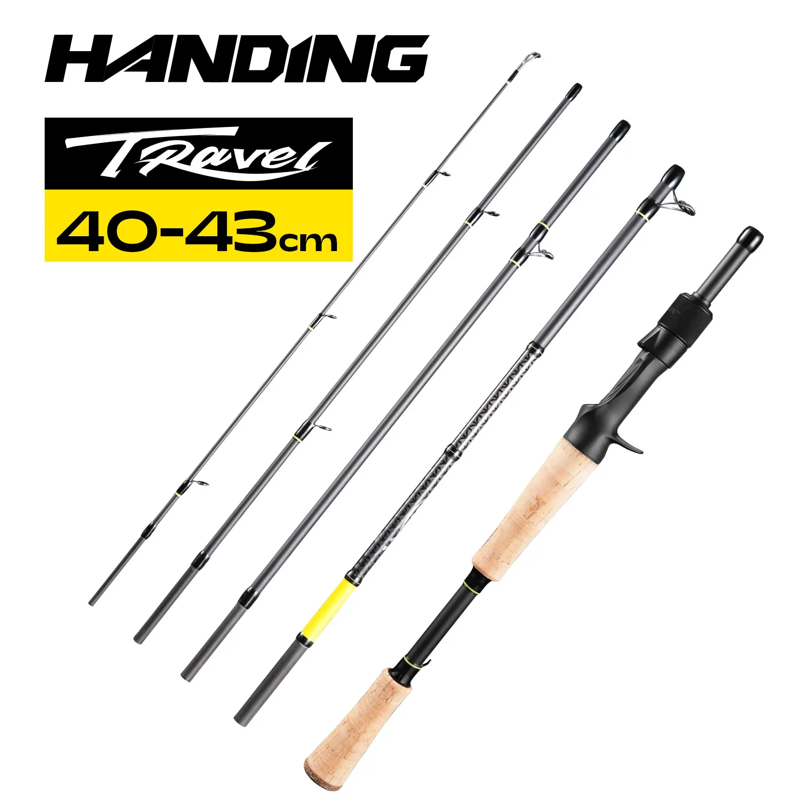 HANDING 30+24T Fishing Rod 40-43cm Travel Fishing Rod 5-6 Sections Seaguide Guide Ring Portable and Protective Rod for Trip