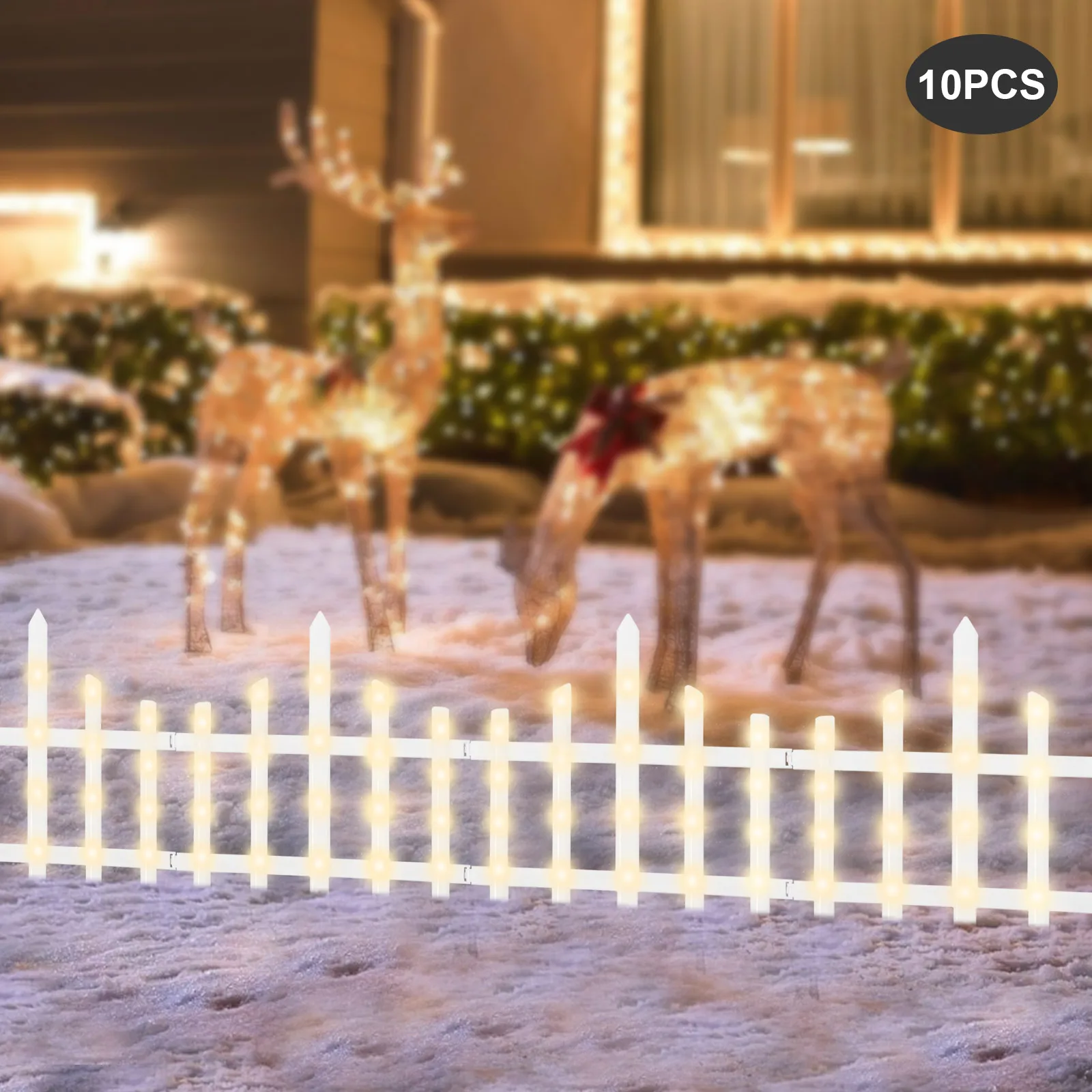13.78*11.22in Decorative Garden Fence Panel Lights 200 LEDs 6W 5m Lead Wire Ground Plug Placement Type for Flower Bed Christmas Holiday Party Decoration,10 PCS