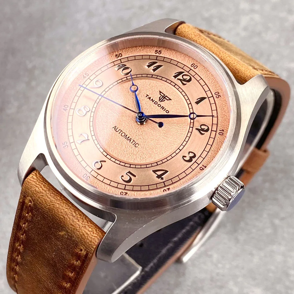 Tandorio 39mm Titanium Japan NH35A Movement Automatic Watches For Men 200m Waterproof Sapphire Crystal Glass Pilot Retro Watch view 3