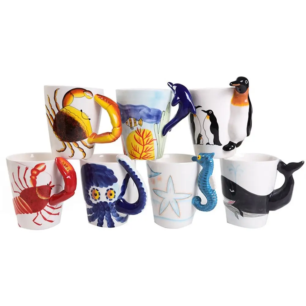 Ceramic Cup 3D Hand-Painted Animals Mug  Adorable Ceramic Coffee Mug with Handle