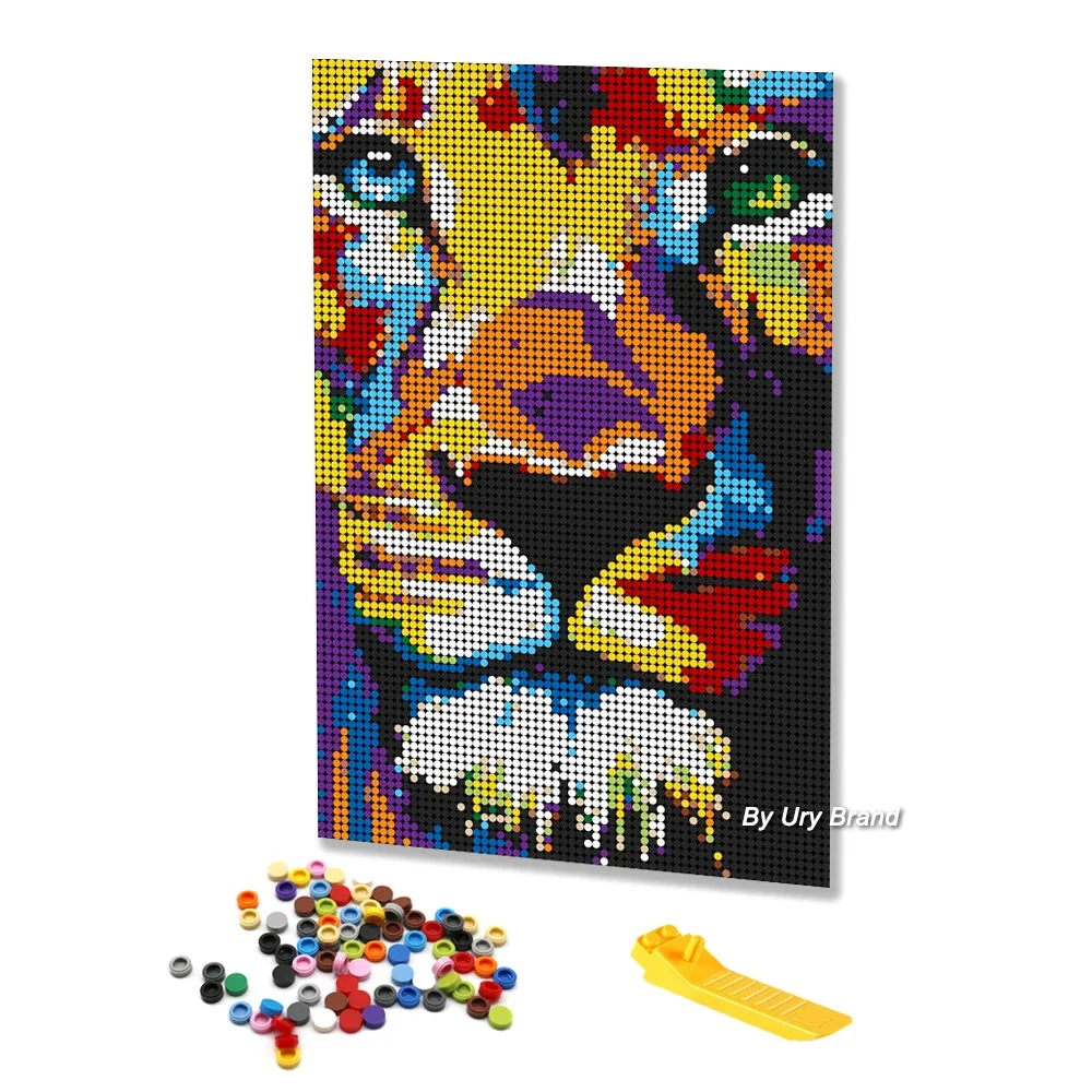 Pixel Art Pop Mona Lisa Smile Mosaic Home Famous Lion Decorative DIY Painting By Numbers Building Blocks MOC Set Creative Gifts