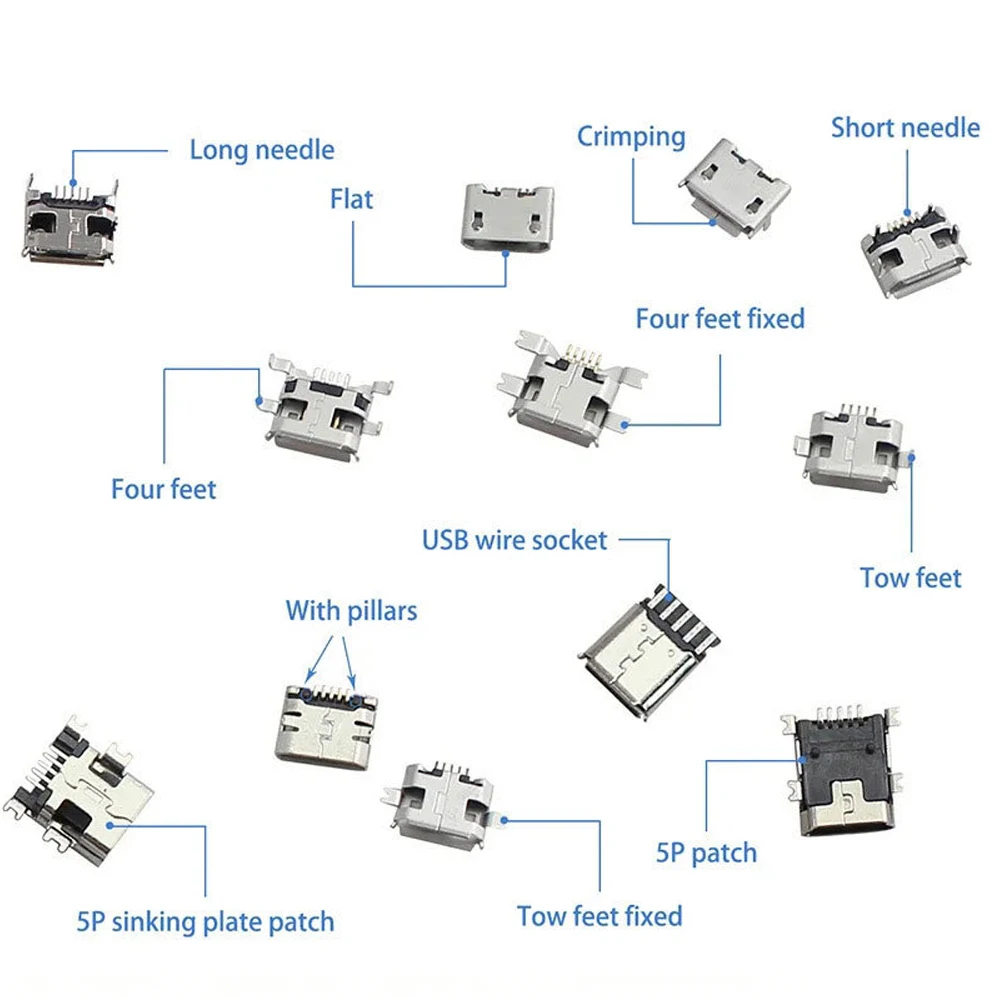 240 Stück 24 Arten Micro-USB-Buchsen-Steckverbinder, Android-Ladeanschluss-Stecker, Micro-USB-Anschluss-Reparatur-Ersatzkit – Detail 3