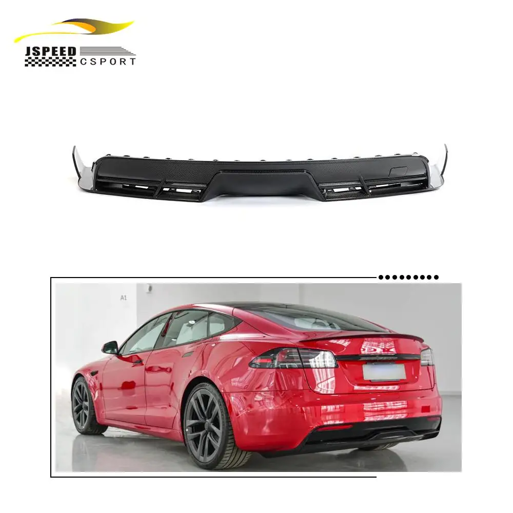 

Carbon Fiber Rear Bumper Lip Diffuser for Tesla Model S/ Plaid 2021-2023