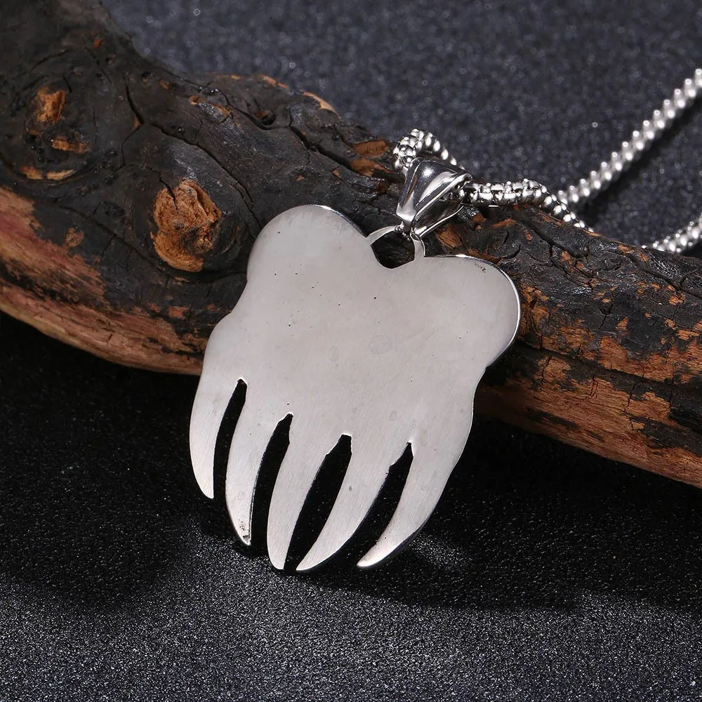 Vintage Bear Paw Zinc Alloy Men\'s Pendant Necklace Hip Hop Style Domineering Personality Fashion Choker Necklace