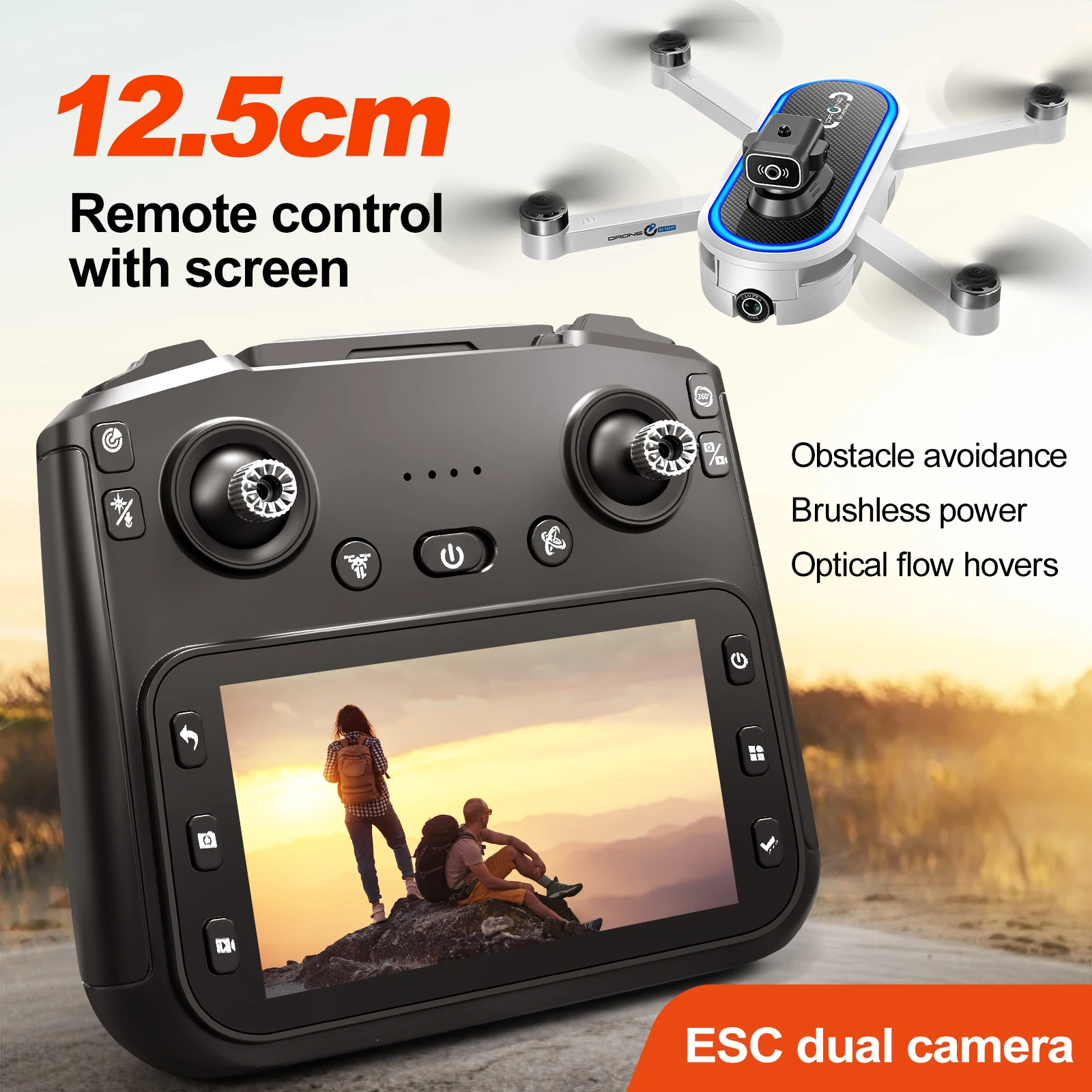 S186 Mini Drone 4K Professional HD Camera with Large Screen 2.4G WIFI FPV Dron Brushless Optical Flow Hover Folding Quadcopter