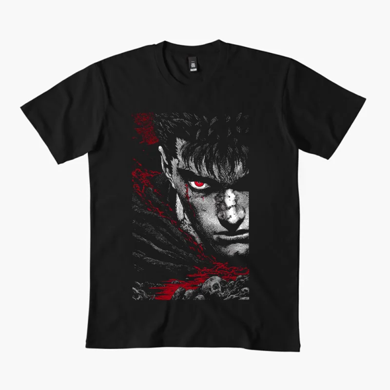 

0325 Guts Berserk Japanese Anime Gift t shirt 100% cotton print clothing Swordsman Manga Graphic Tee Y2K clothes Large size Tops
