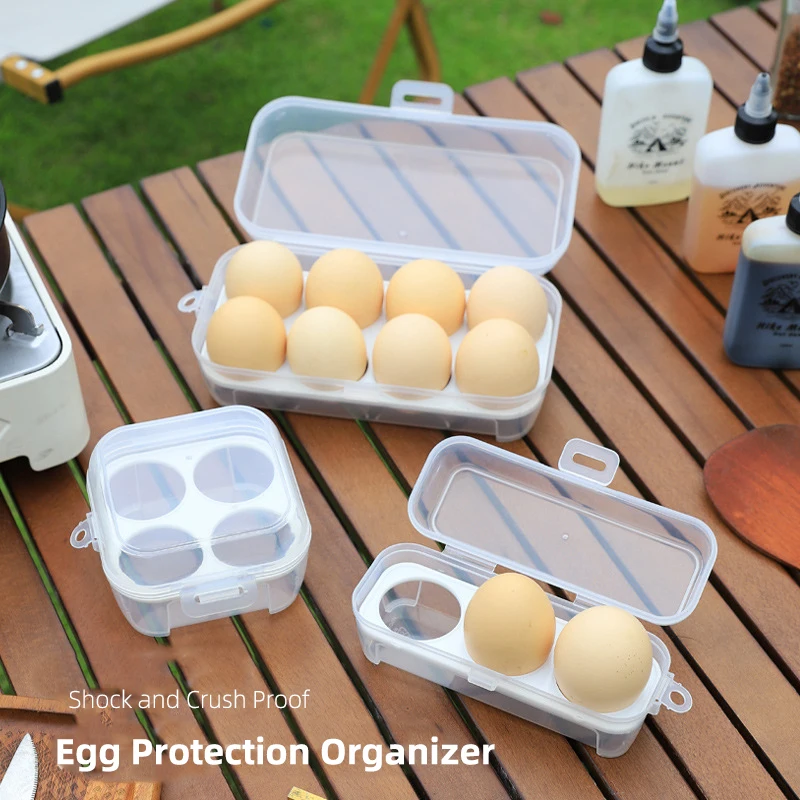 Egg Storage Box 3/4/8 Compartment Egg Carton Shockproof Egg Tray Plastic Container Outdoor Camping and Picnic Organizer