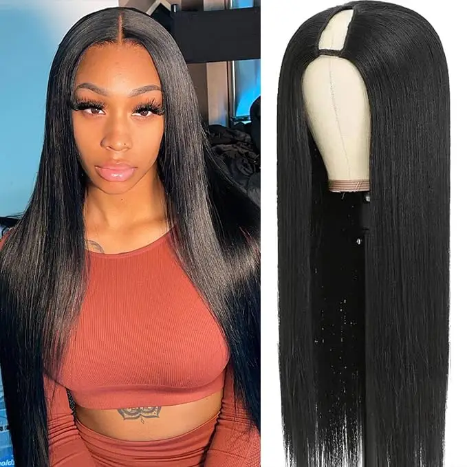 

No Glue Straight V Part Wig Human Hair Brazilian Bone Straight Human Hair Wigs for Women V Part No Glue Wigs On Sale 30 32inch