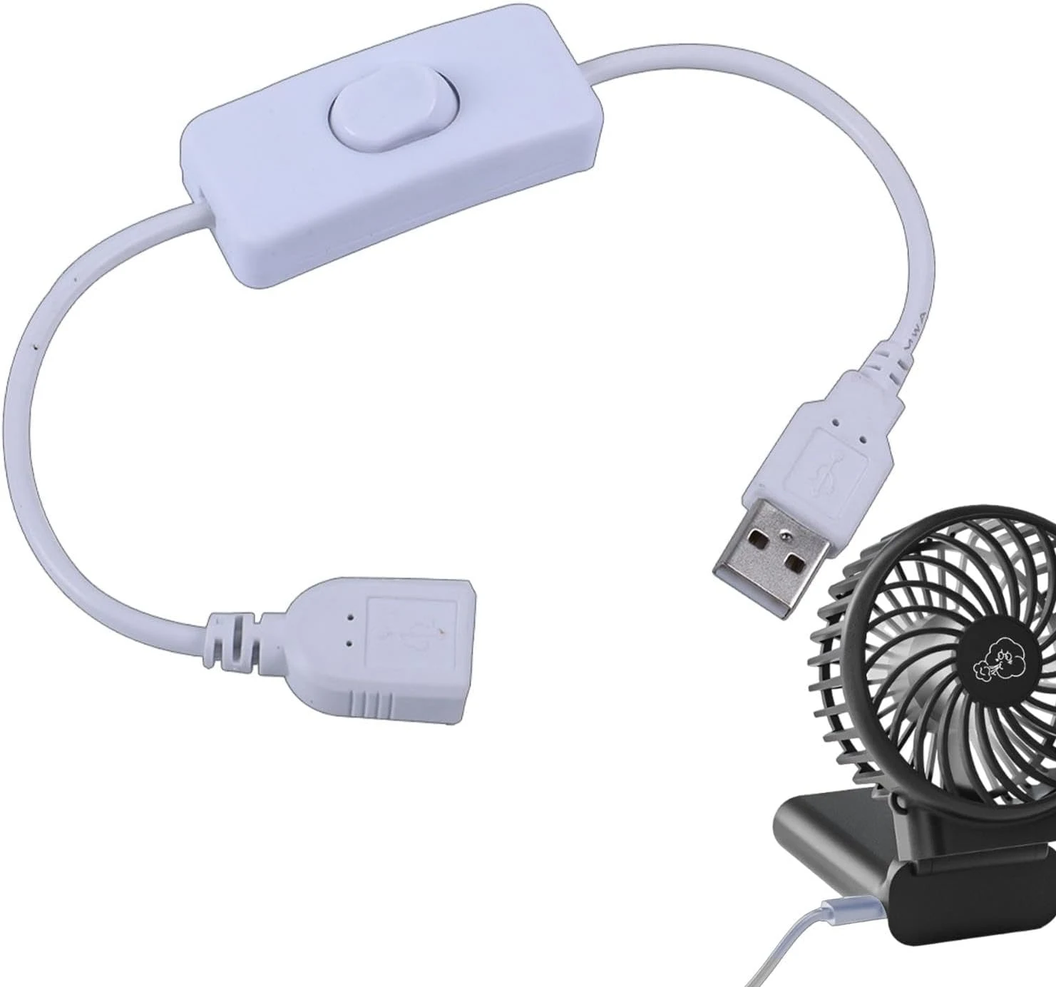 USB Extension Cable with ON/Off Switch, Female to Male Extension Cords Data Power Adapter Support Controller Connector for Fans
