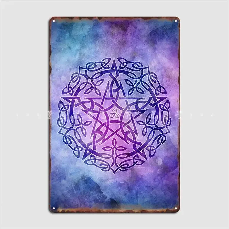 Mystic Purple Pentacle Pentagram Metal Plaque Poster Cinema Living Room Kitchen Wall Decor Design Tin Sign Poster