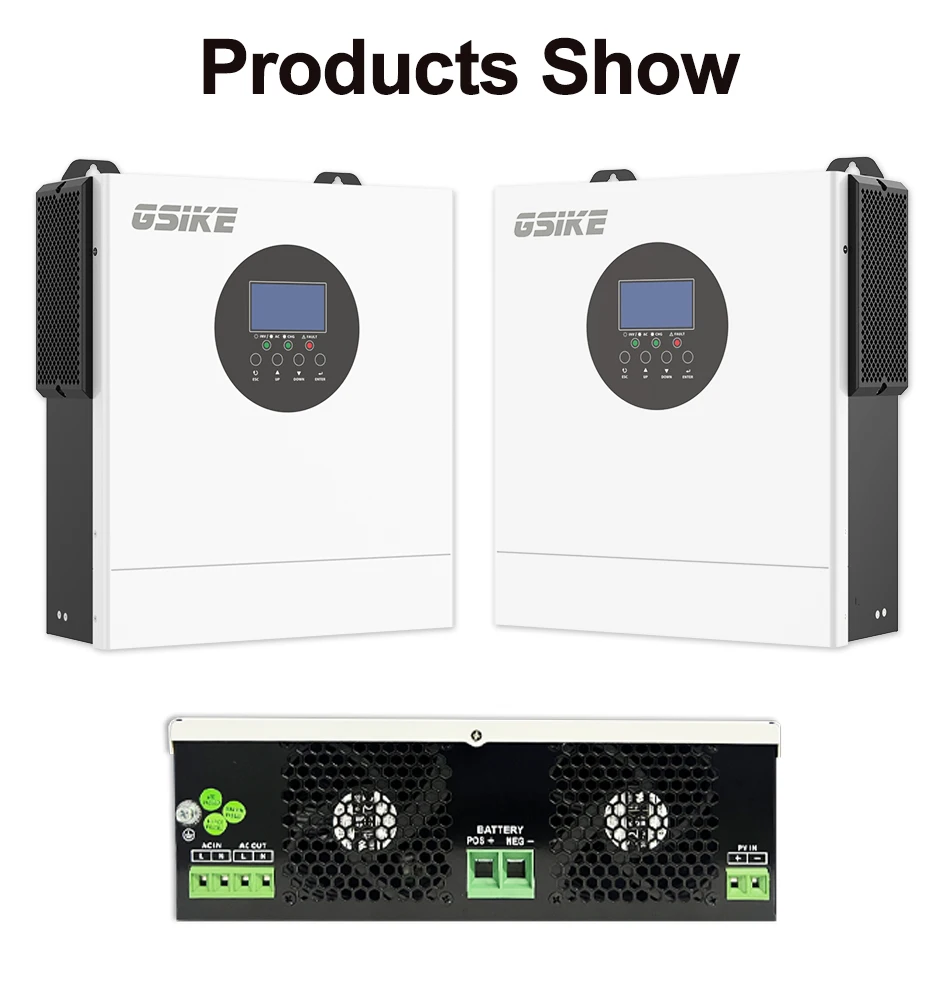 GSIKE 3,5 kW 24 V 2,5 kW 12 V Hybrid-Solarwechselrichter mit Dual-MPPT, reiner Sinuswelle, Solar-WLAN-Controller, Farb-LCD-Display, 100-60 A PV-Ladegerät – Detail 4