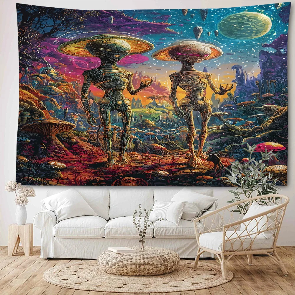 Psychedelic alien planet background decoration tapestry Bohemian hippie wall decoration tapestry home dormitory decoration