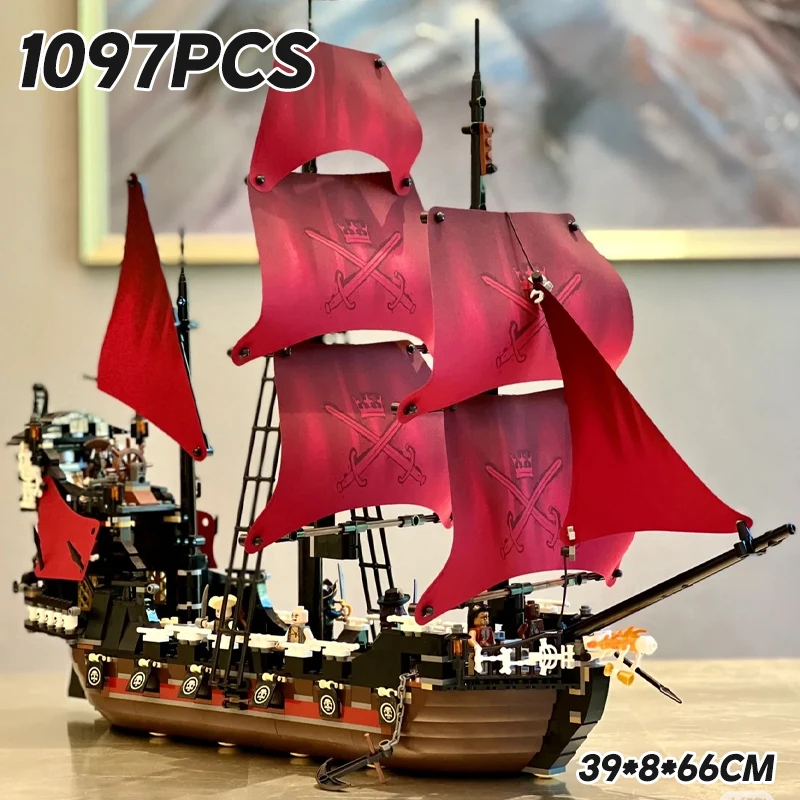 2025 الكلاسيكية القراصنة السفينة اللبنات الأسود اللؤلؤ آني الانتقام القراصنة السفينة الجمعية اللبنات التجمع لعبة مجسمة هدية #1