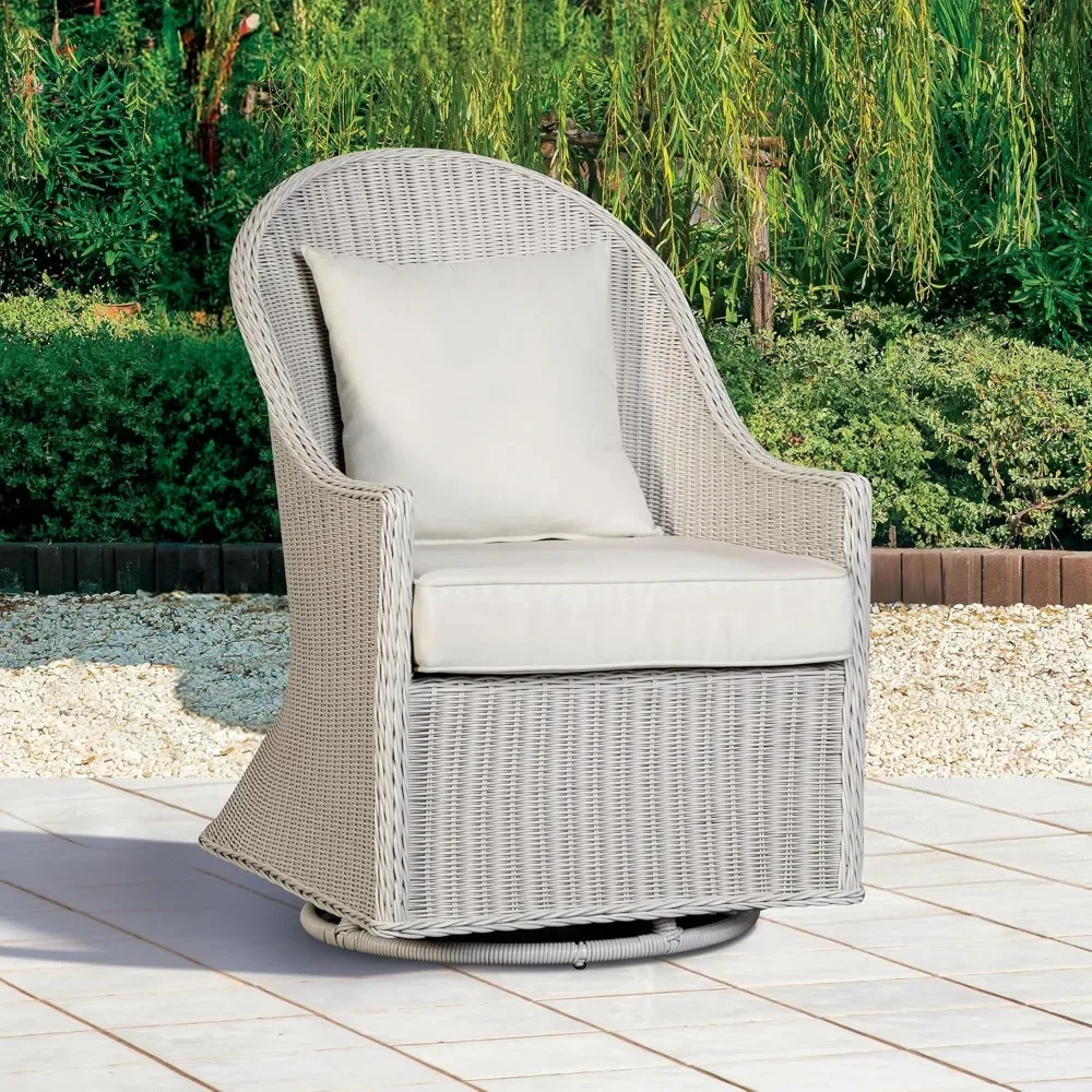 

Modern Outdoor Swivel Chair with Curved Back and Removable Cushion, Comfortable Seating for Patio, Porch, Garden|