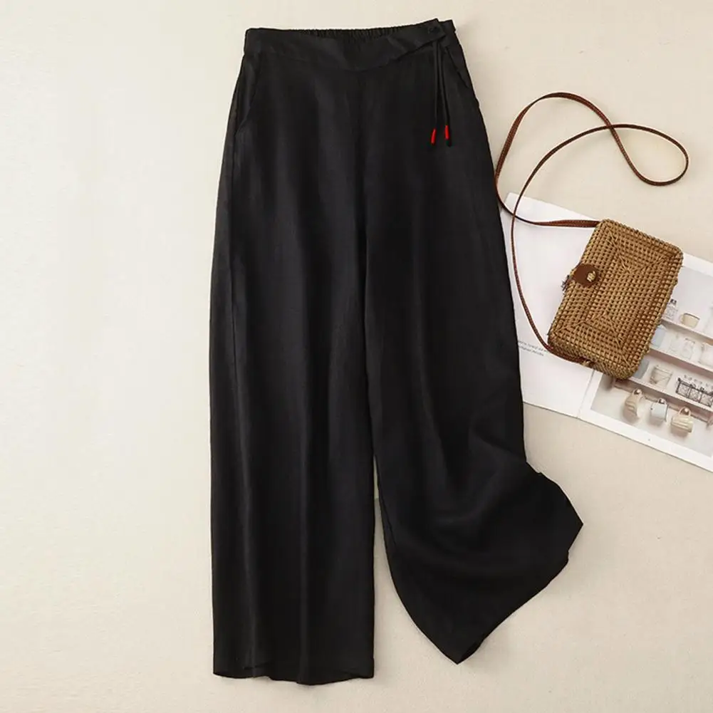 

Elastic Waist Pants Women Loungewear Elastic High Waist Wide Leg Pants for Women Loose Fit Trousers with Draped Design Solid