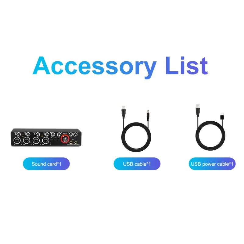 4 Channel Audio Sound Card 24-bit 4-in 2-out Professional Sound Card 192kHz USB Computer Driver Free for Live Recording Karaoke