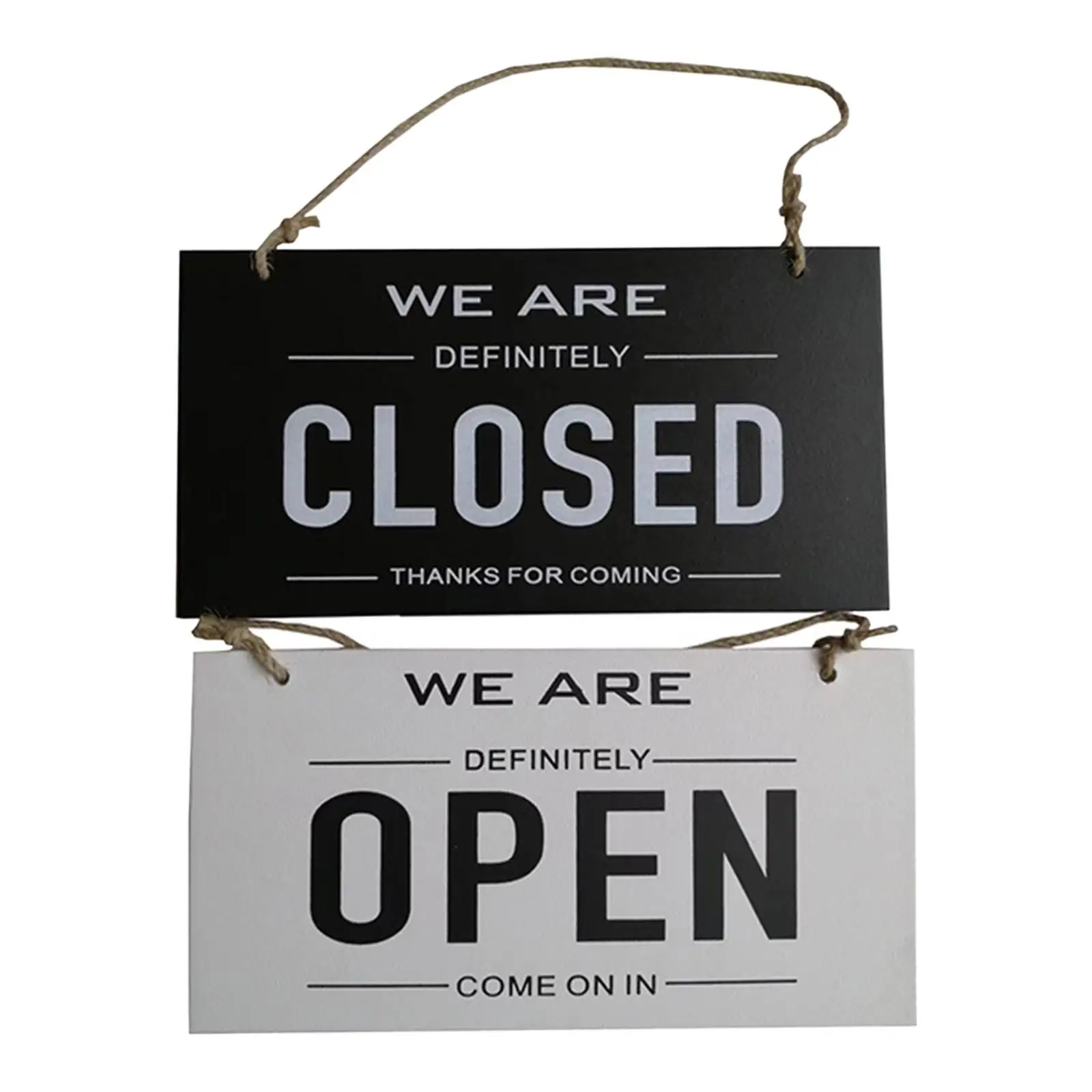 Rustic Rope Hanging Business Sign MDF Two Sided Door Decor Open Closed for Restaurant Hotel Pub