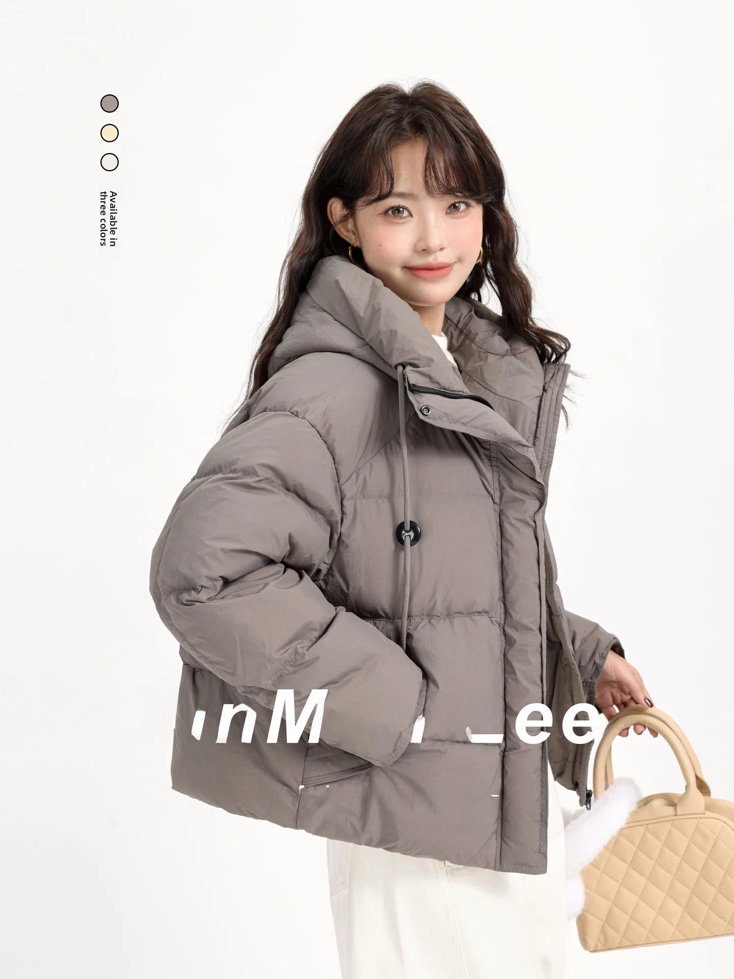 

Новинка 2025, стеганое женское теплое пальто Lazy Sle ort, зимнее пальто, шапка, экологически чистый белый душ