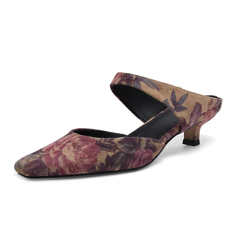 Nowy chiński styl serii wysokie obcasy letnie buty damskie moda muły kapcie buty Mary Jane dla kobiet Zapatos Mujer czółenka