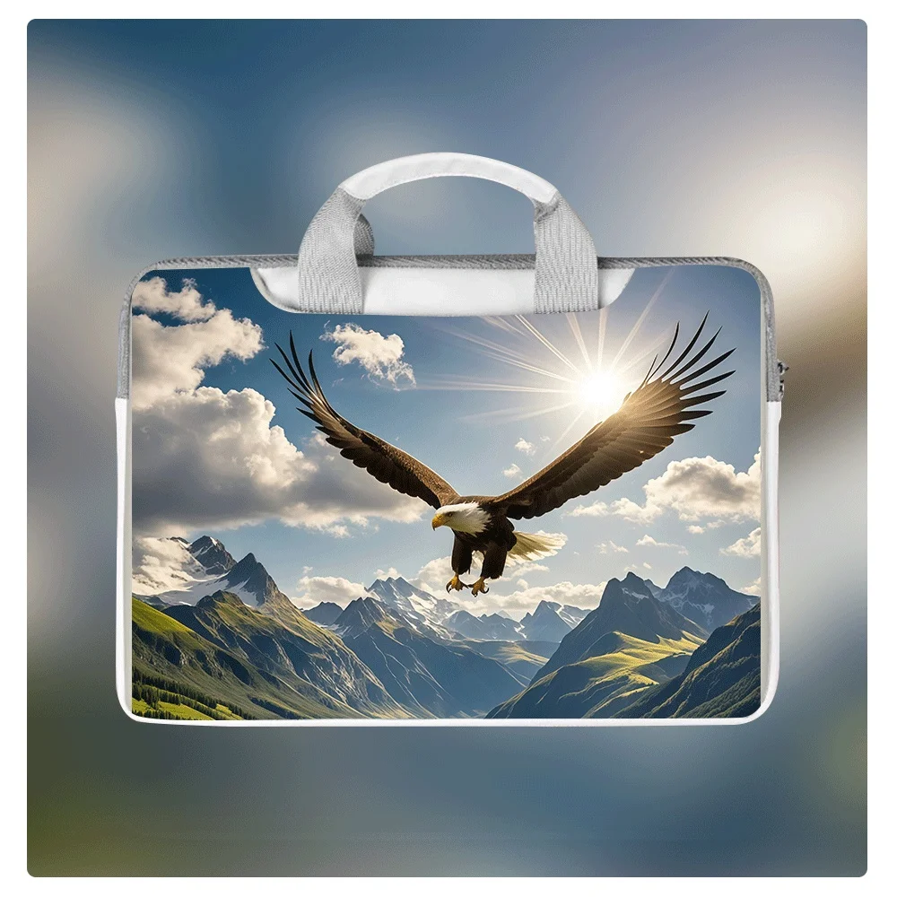 

Симпатичная сумка-портфель для ноутбука с изображением орла, 12, 15, 15.6 дюймов, ударопрочная, с плюшевой подкладкой, большая вместимость, защитный чехол для ноутбука и планшета, подарок