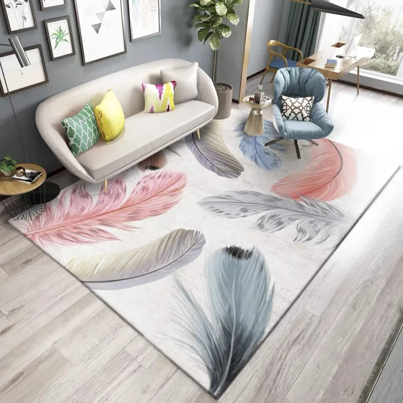 VIKAMA Modern Minimalist Japanese Wabi-Sabi Living Room Carpet Floor Mat Grey Minimalist Bedroom Bed Rug Sofa Coffee Table Rug