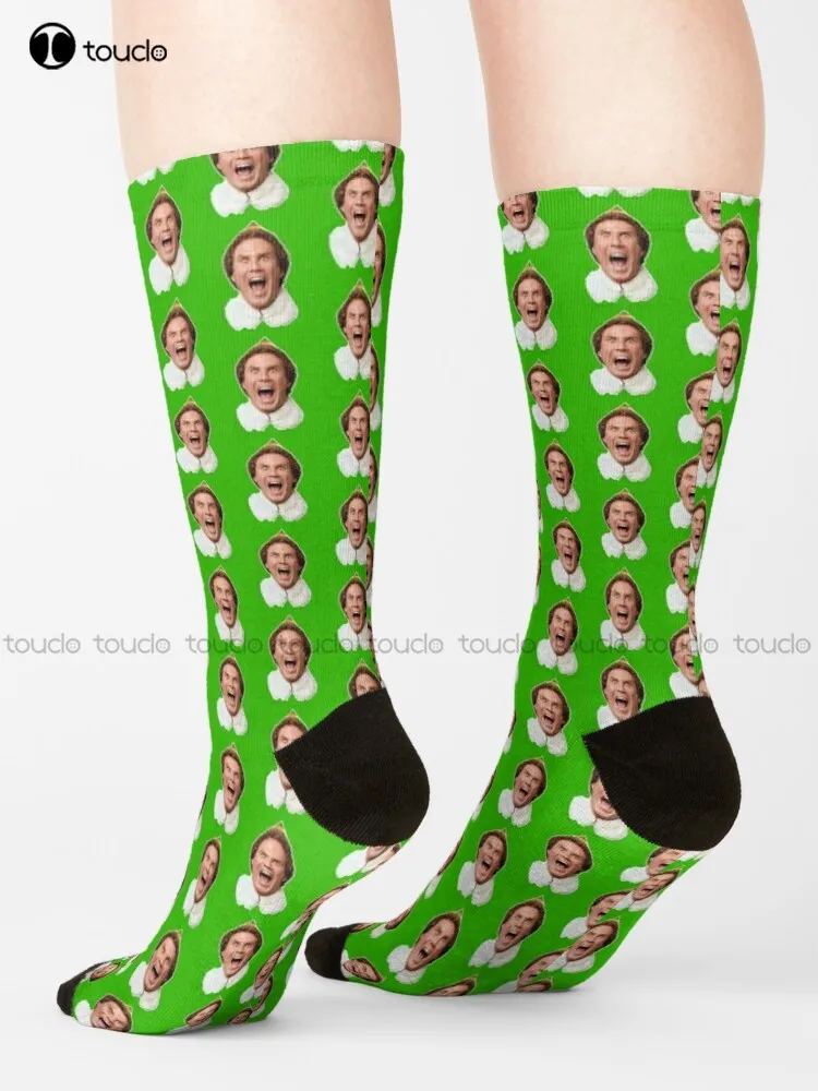 Buddy The Elf Socks Mens White Socks Cartoon Comfortable Best Girls Sports Street Skateboard Socks 360° Digital Print Streetwear