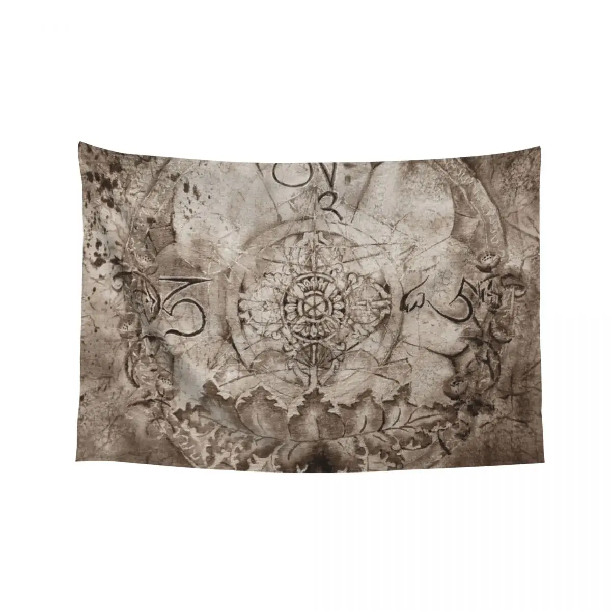 

OM AH HUM (sepia) Tapestry Room Decor Cute Wall Hanging Wall Bedroom Decorations Tapestry
