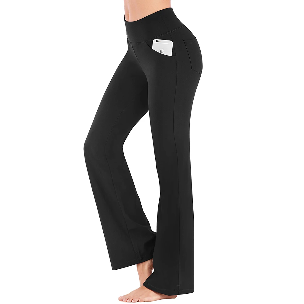 

Карманные брюки для йоги, женские расклешенные брюки с высокой талией для фитнеса, эластичные брюки для бега в тренажерном зале, велосипедный трикотаж, облегающая женская одежда, боковые карманы