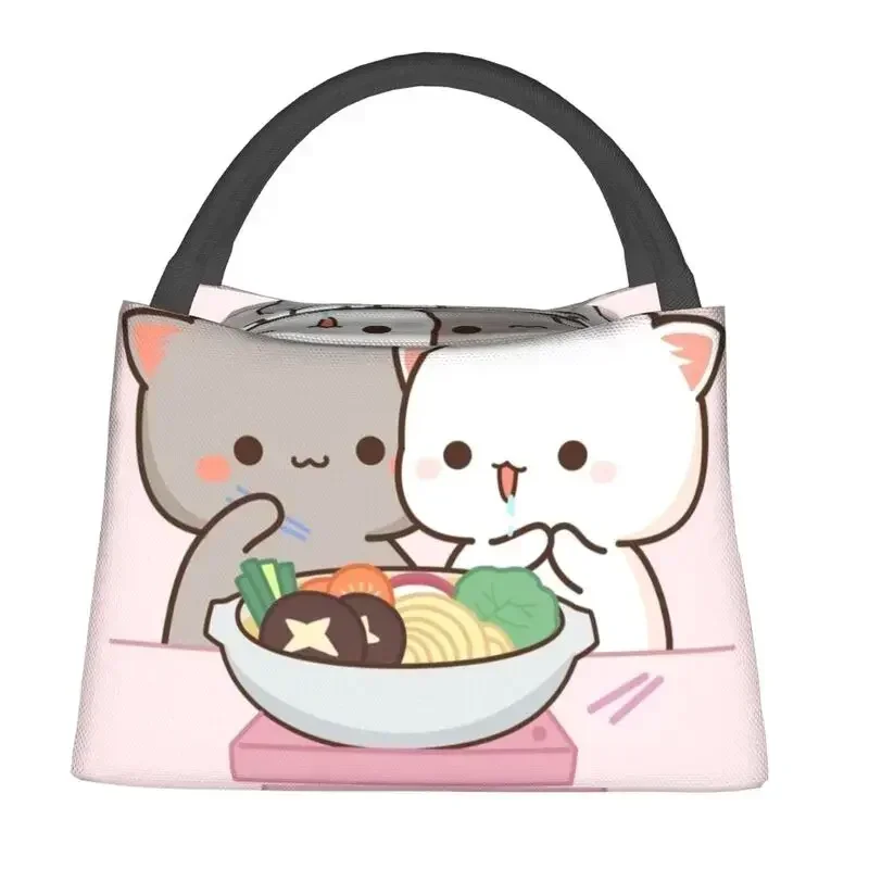 Custom Peach And Goma Eating Salad Lunch Bags Men Women Cooler Thermal Insulated Lunch Boxes for Office Travel Shoulder Bag