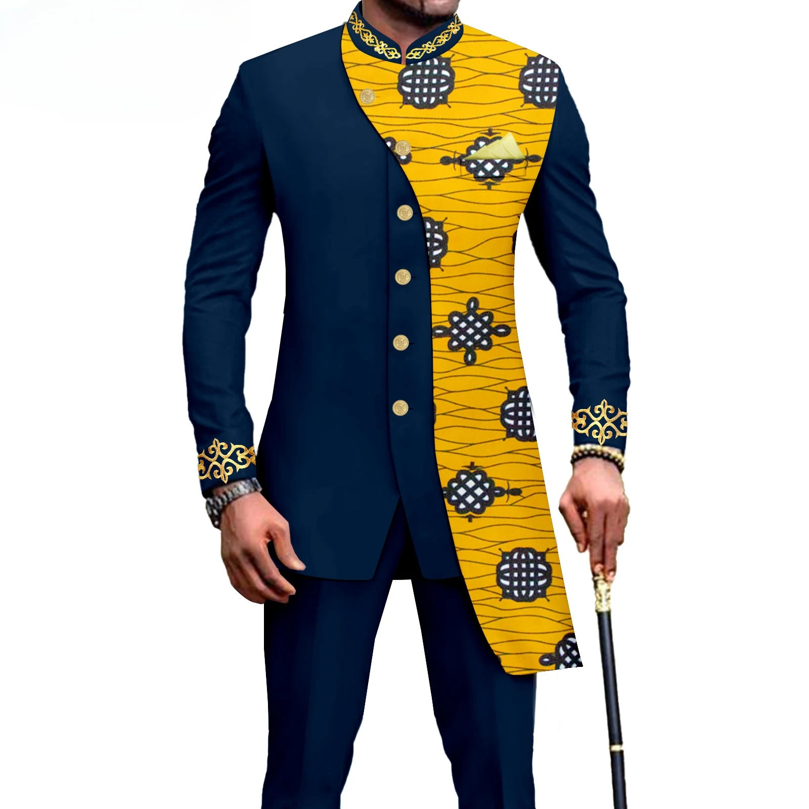 

2025 New Best-selling African Ethnic Print Men's Slim-fitting Fashion Two-piece SetA 2316024 Clothes for Men