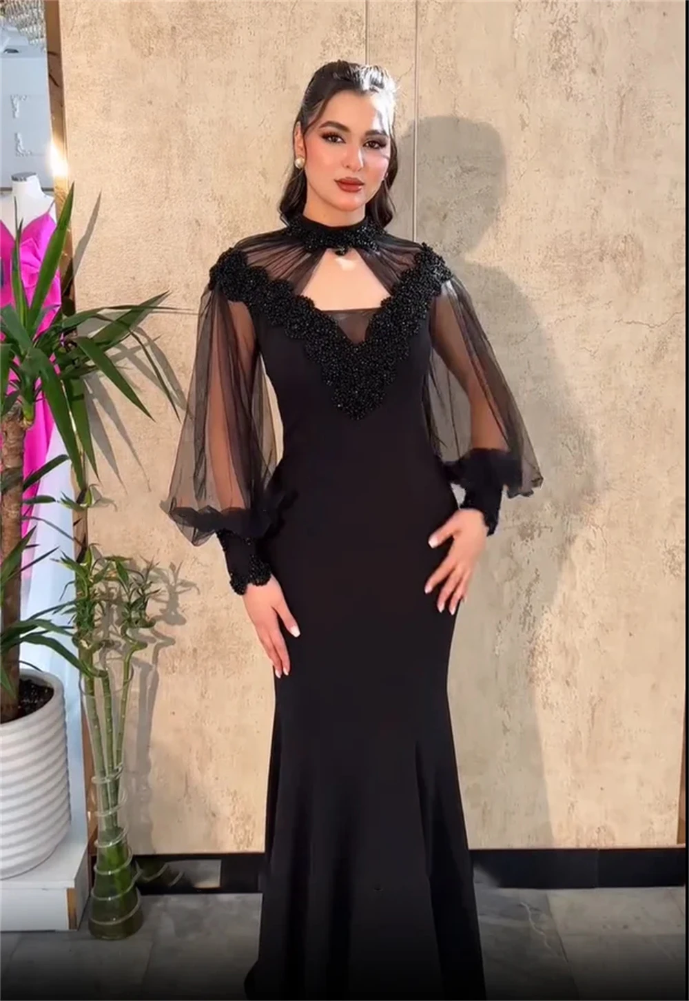 Women's Formal Evening Gowns Mesh Appliqué Mermaid Evening Dresses Elegant Party Gowns Cocktail Formal Dress شارون سعيد