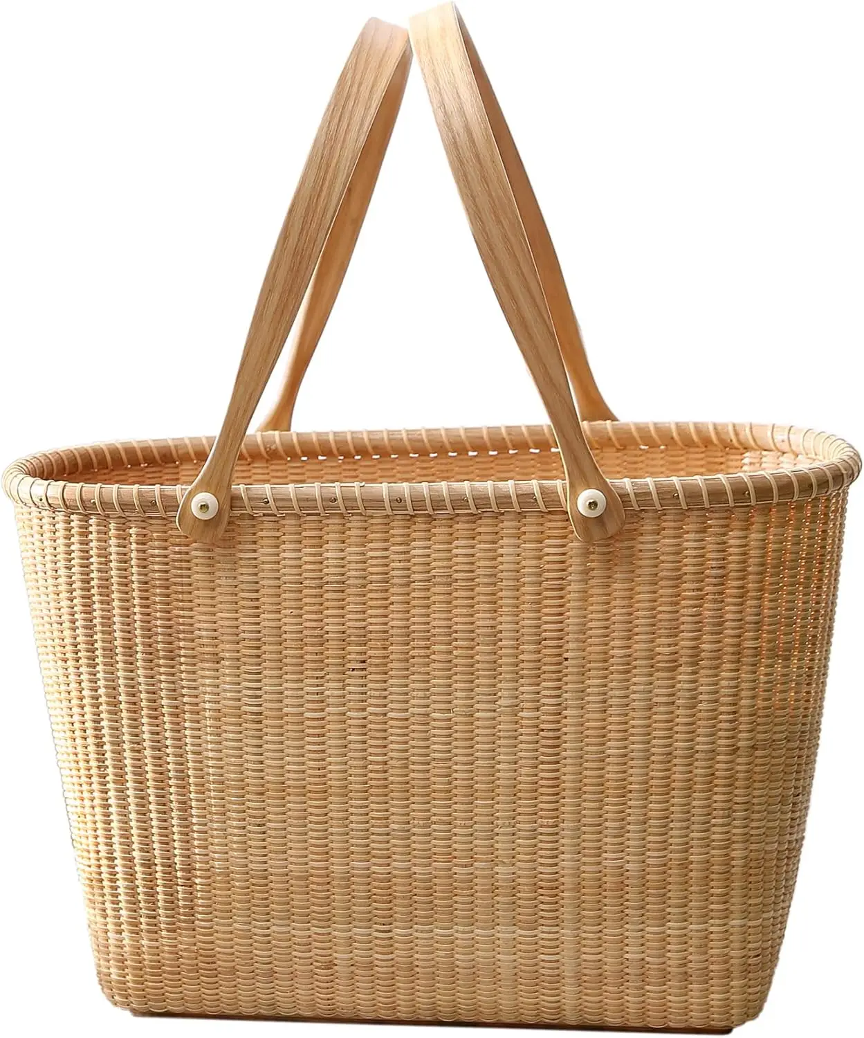 

Nantucket with Handle Tall Tote Office Handmade Cane-on-cane Weave Handbags Picnic Baskets Large Bag for Women