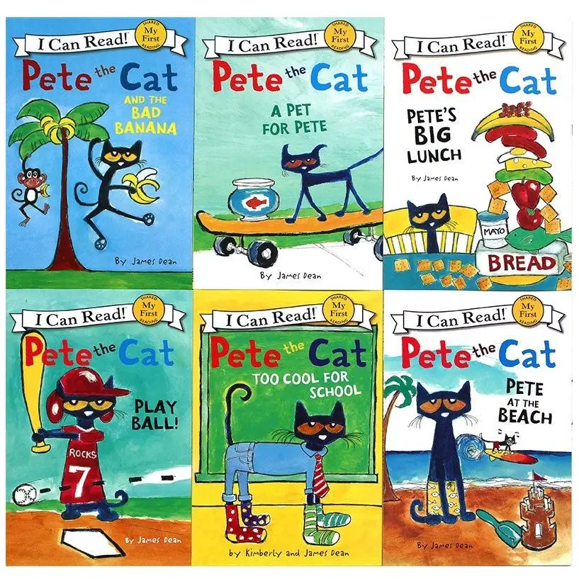 

6 Pcs/Set I Can Read Pete The Cat English Picture Books Early Educaction English Short Stories Reading Book