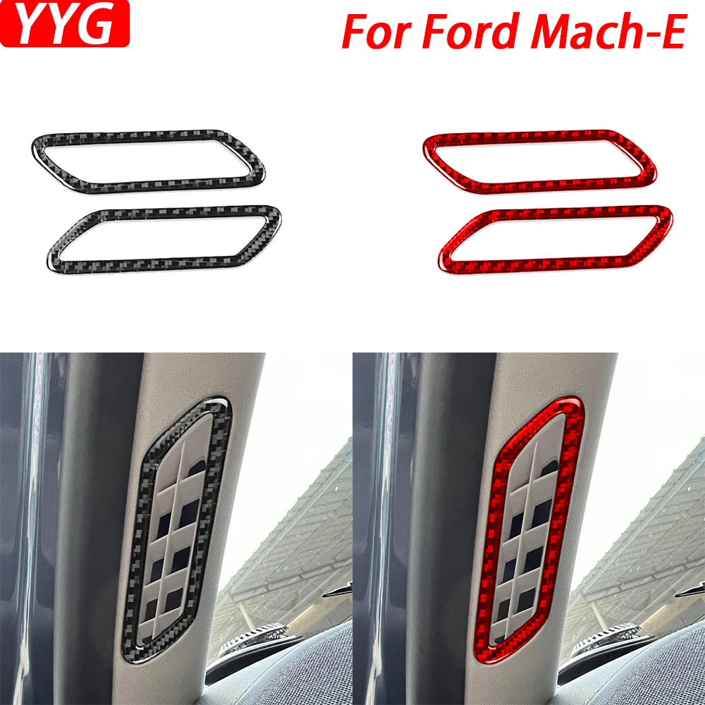 For Ford Mustang Mach-E Mach E 2021 2022 Carbon Fiber Door Pillar Air Outlet Panel Trim Cover Car Interior Accessories Sticker