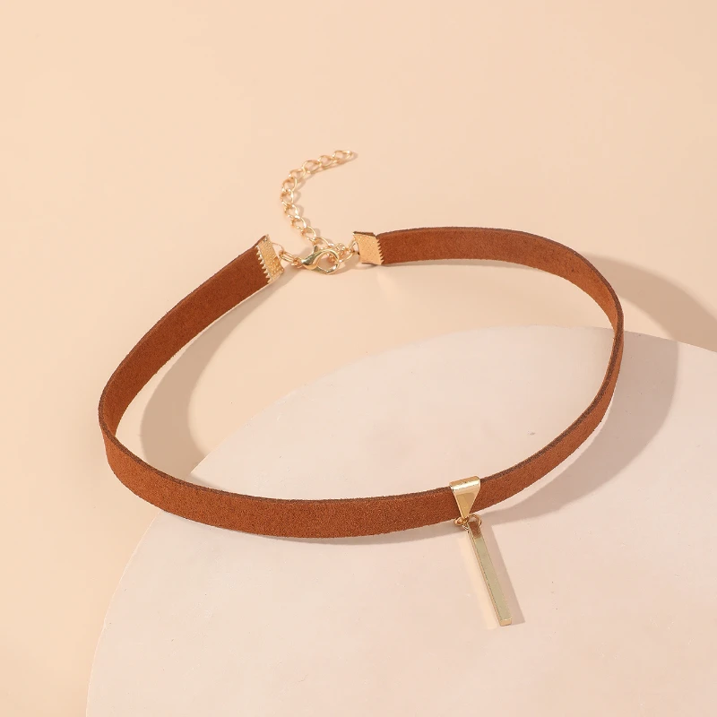 Black Velvet Chokers Necklaces for Women Girls Brown Metal Stick Collar Necklaces Wedding Party Fashion Jewelry Accessories Gift