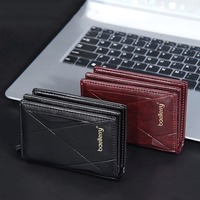 Business PU Leather Men's Short Wallet Zipper Casual 2 Fold Wallets Soft Multifunction Men Card Holder Men