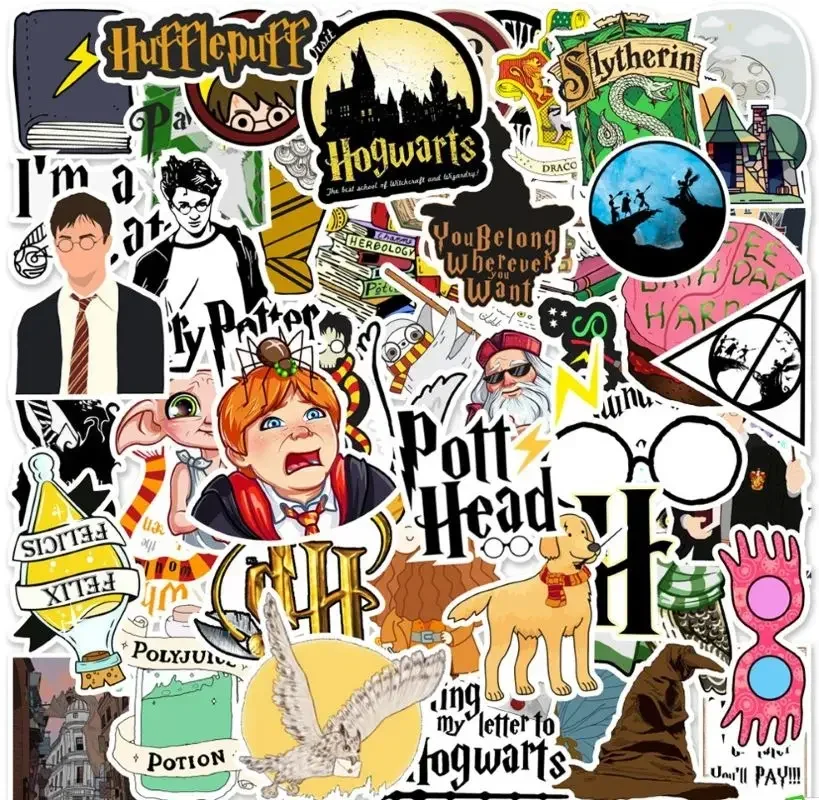 50PCS Classic Movie Harried Sticker Funny Anime impermeabile per telefono Laptop Scrapbook Scooter Potters giocattoli per regalo per bambini