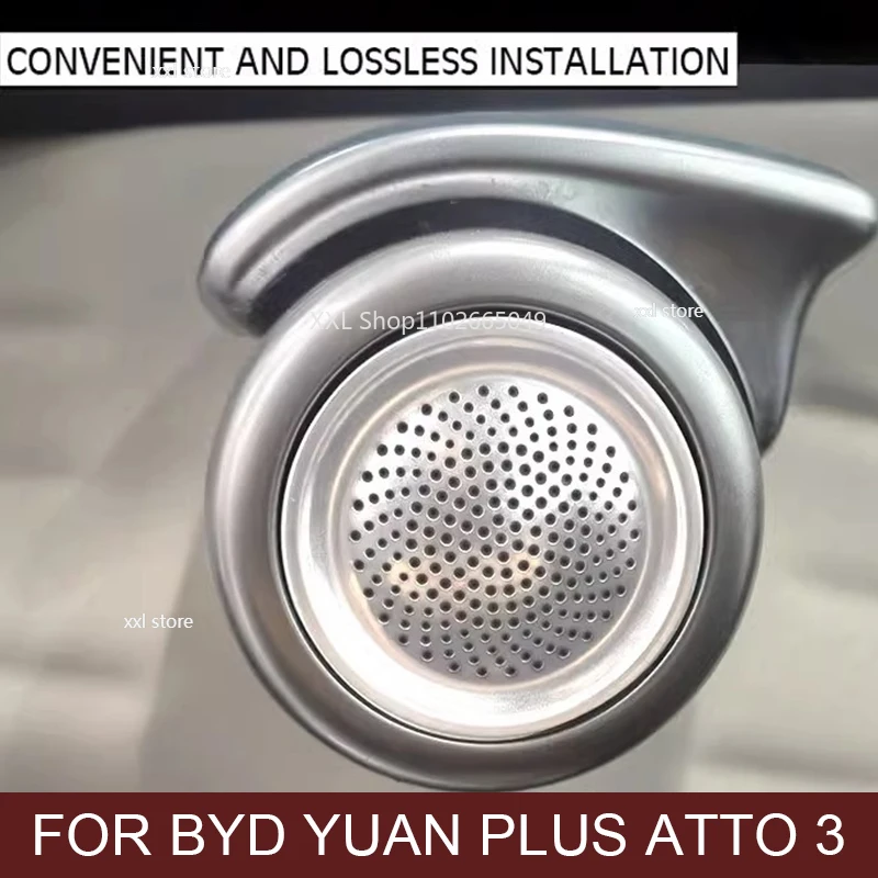 For BYD YUAN Plus ATTO 3 Car Dashboard Air Outlet Horn Cover Decoration Stainless Steel Cover Auto interior Accessories