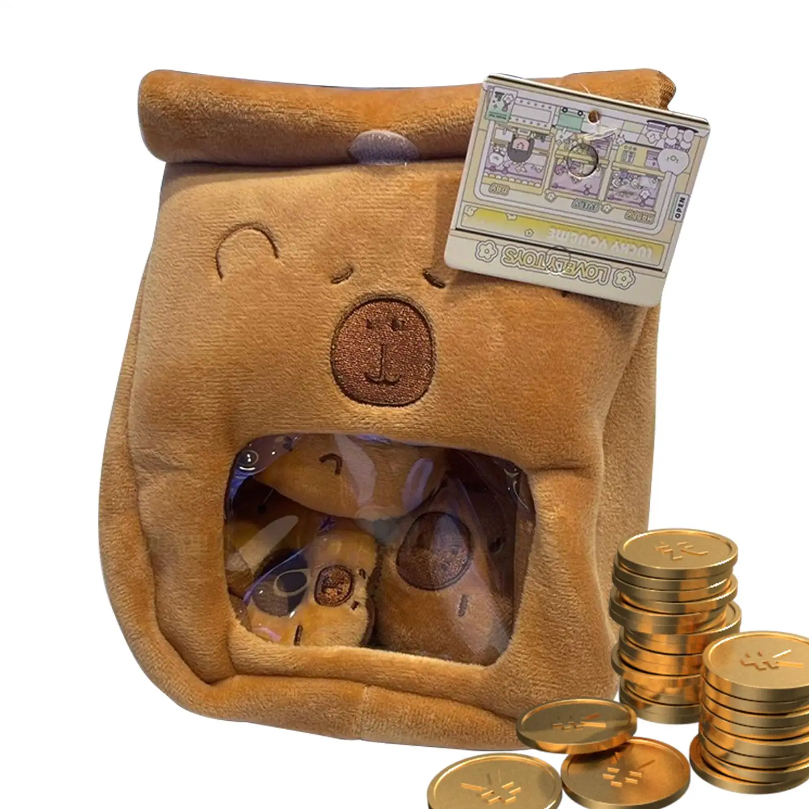 Capybara Snack sac jouets en peluche détachable Capybara peluche porte-monnaie en peluche dessin animé Capibala Plushie sac pain beignet poupée