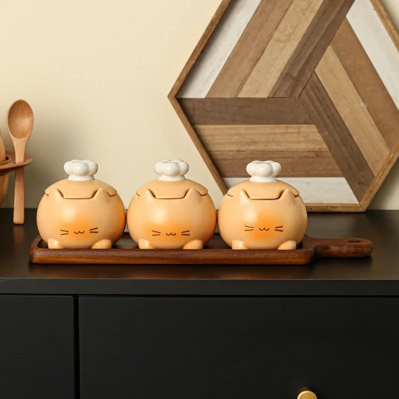 

Cartoon Creative Cat Ceramic Seasoning Jar Kitchen Home Furnishings Housewarming Handmade Gifts Home Furnishings