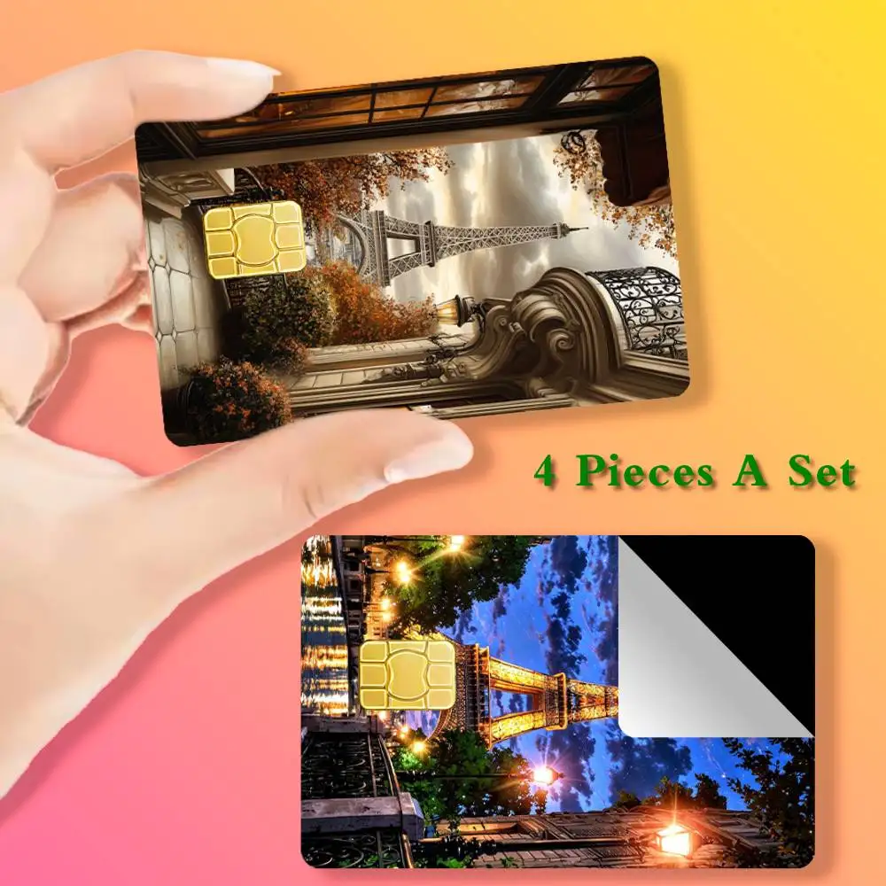 

E-Eiffel Tower Card Stickers Cover Film Sticker for Debit Credit Bank Card Waterproof